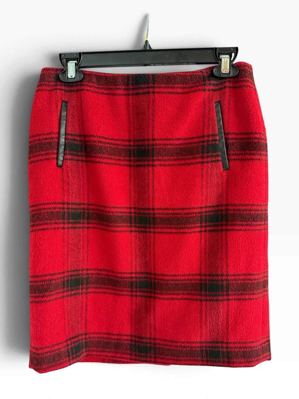 Talbots Red and Black Plaid Pencil Skirt size 4P